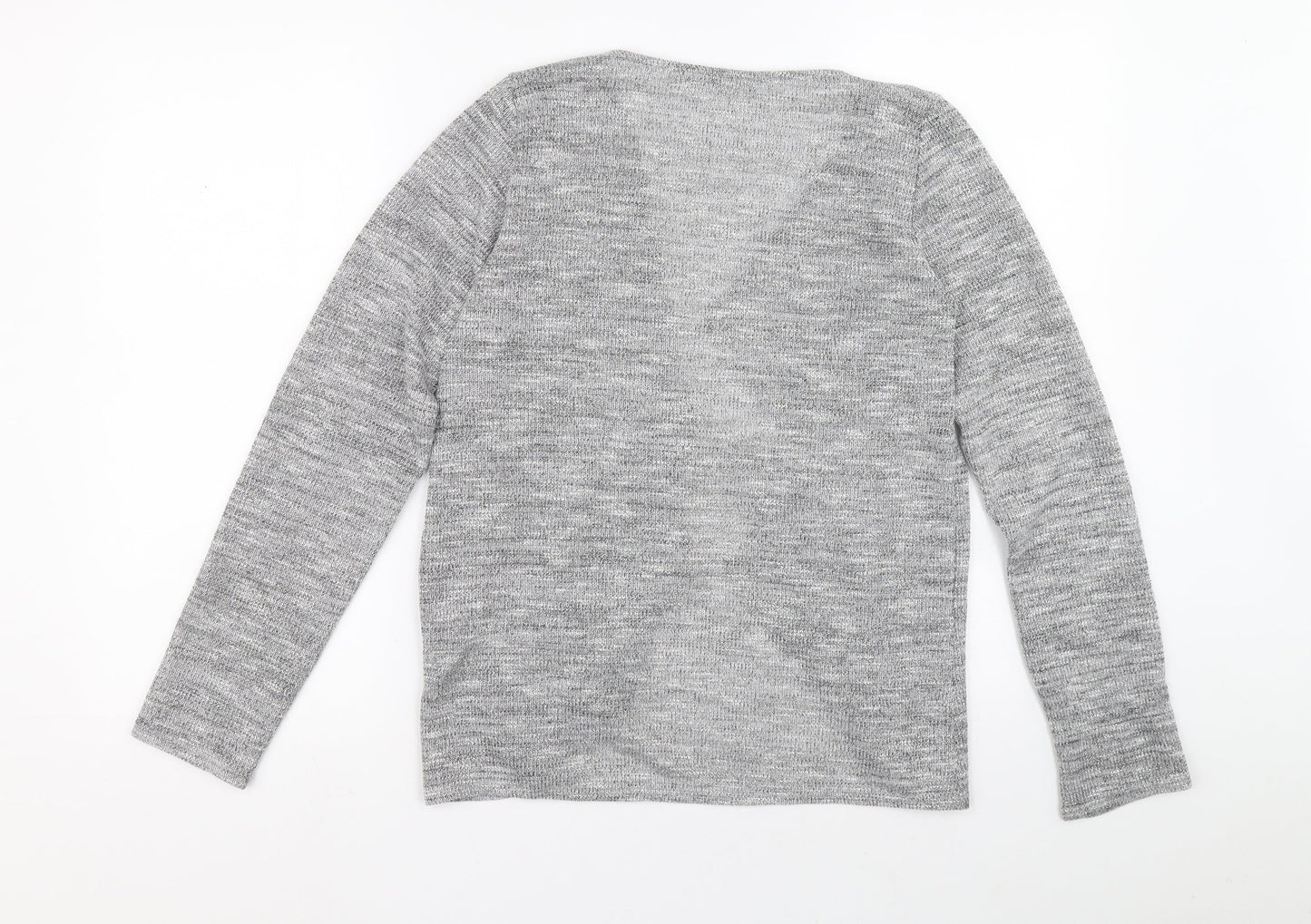 George Womens Grey V-Neck Polyester Cardigan Jumper Size 14 - Mesh detail