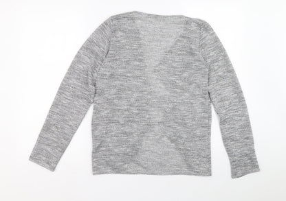 George Womens Grey V-Neck Polyester Cardigan Jumper Size 14 - Mesh detail