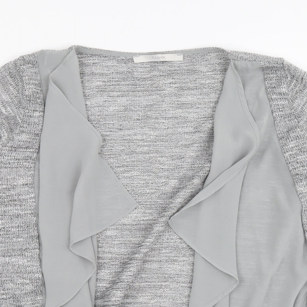George Womens Grey V-Neck Polyester Cardigan Jumper Size 14 - Mesh detail