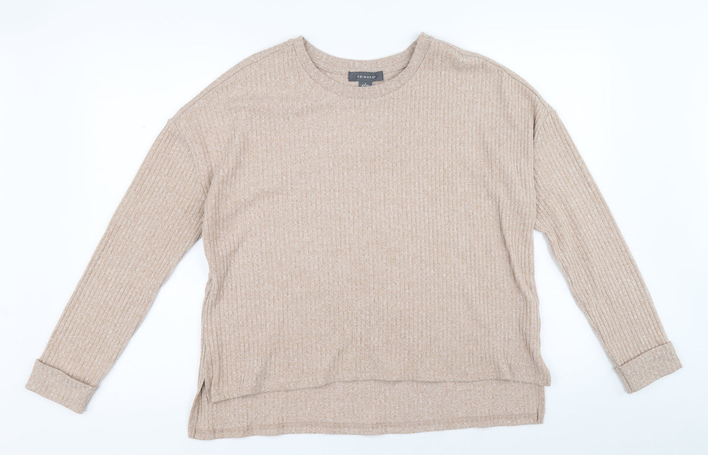 Primark Womens Beige Round Neck Polyester Pullover Jumper Size S - Ribbed fabric