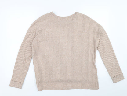 Primark Womens Beige Round Neck Polyester Pullover Jumper Size S - Ribbed fabric