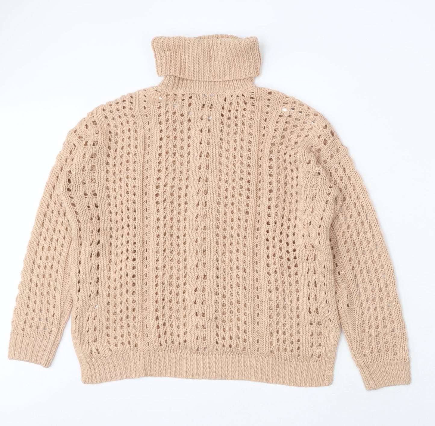 Dorohty Perkins Womens Beige High Neck Acrylic Pullover Jumper Size M