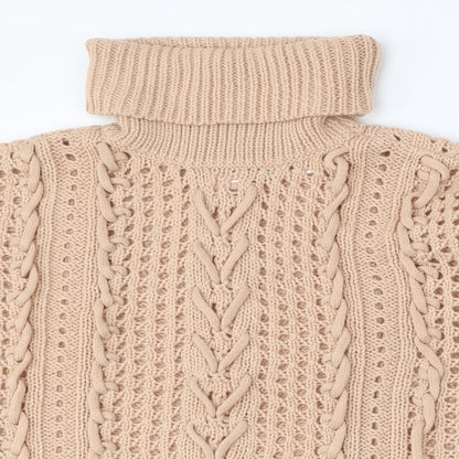 Dorohty Perkins Womens Beige High Neck Acrylic Pullover Jumper Size M