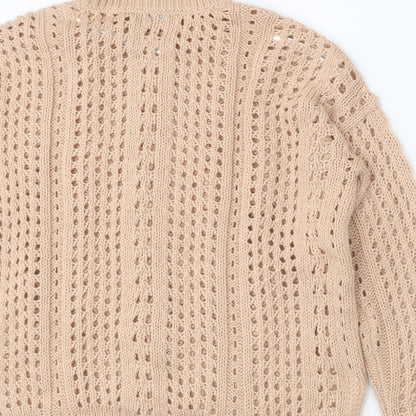 Dorohty Perkins Womens Beige High Neck Acrylic Pullover Jumper Size M