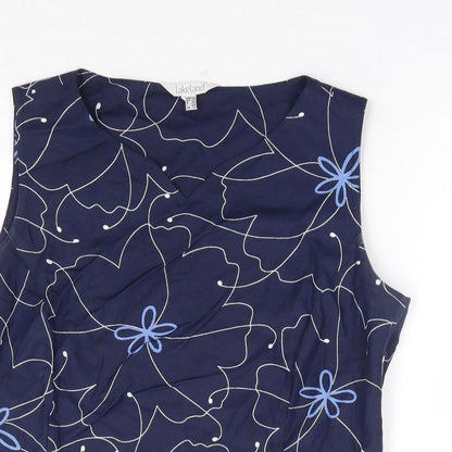 Lakeland Womens Blue Floral Viscose Basic Blouse Size 14 Round Neck