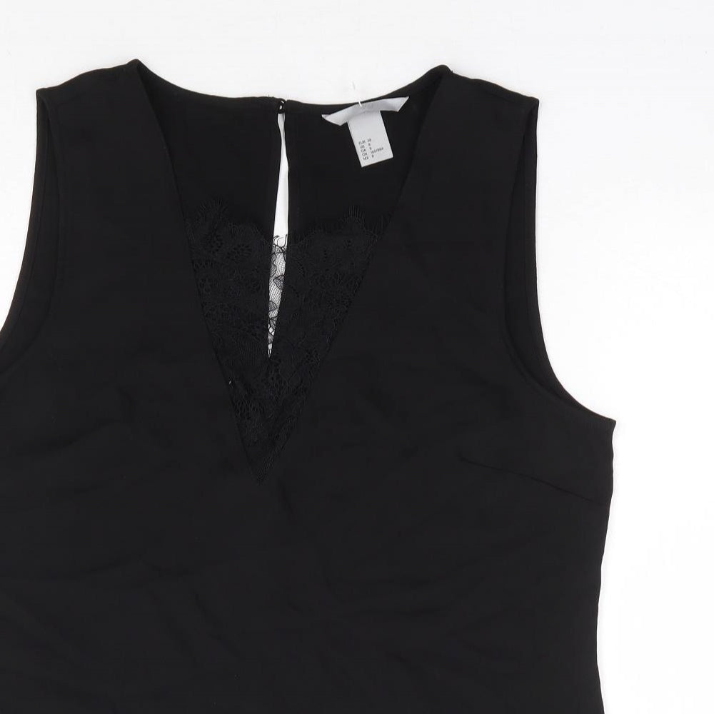 Womens UK Size 10 H&M Black Basic Blouse