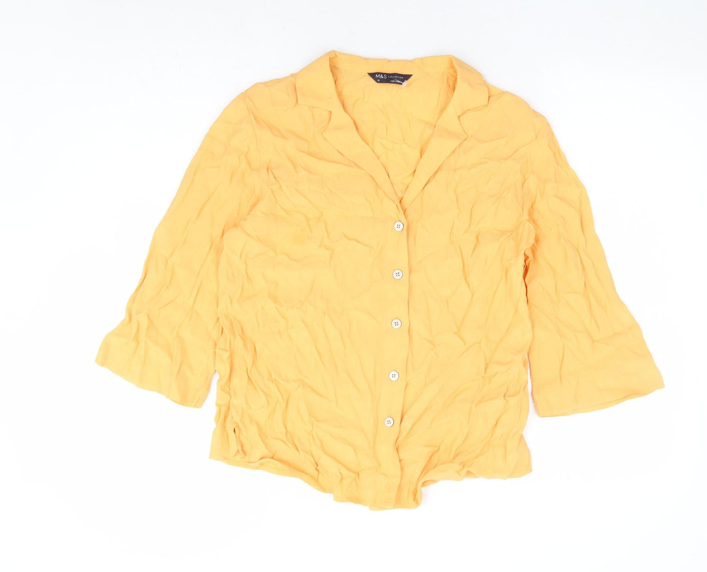 Womens UK Size 10 Marks and Spencer Yellow Basic Button-Up