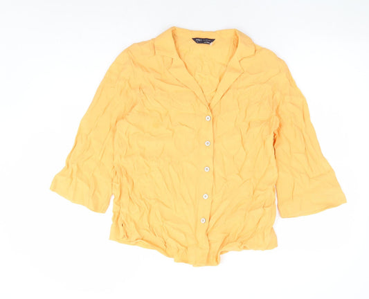 Womens UK Size 10 Marks and Spencer Yellow Basic Button-Up