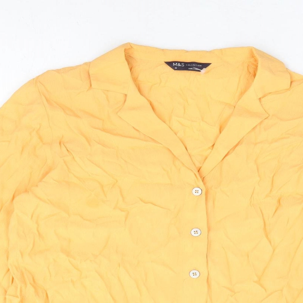 Womens UK Size 10 Marks and Spencer Yellow Basic Button-Up