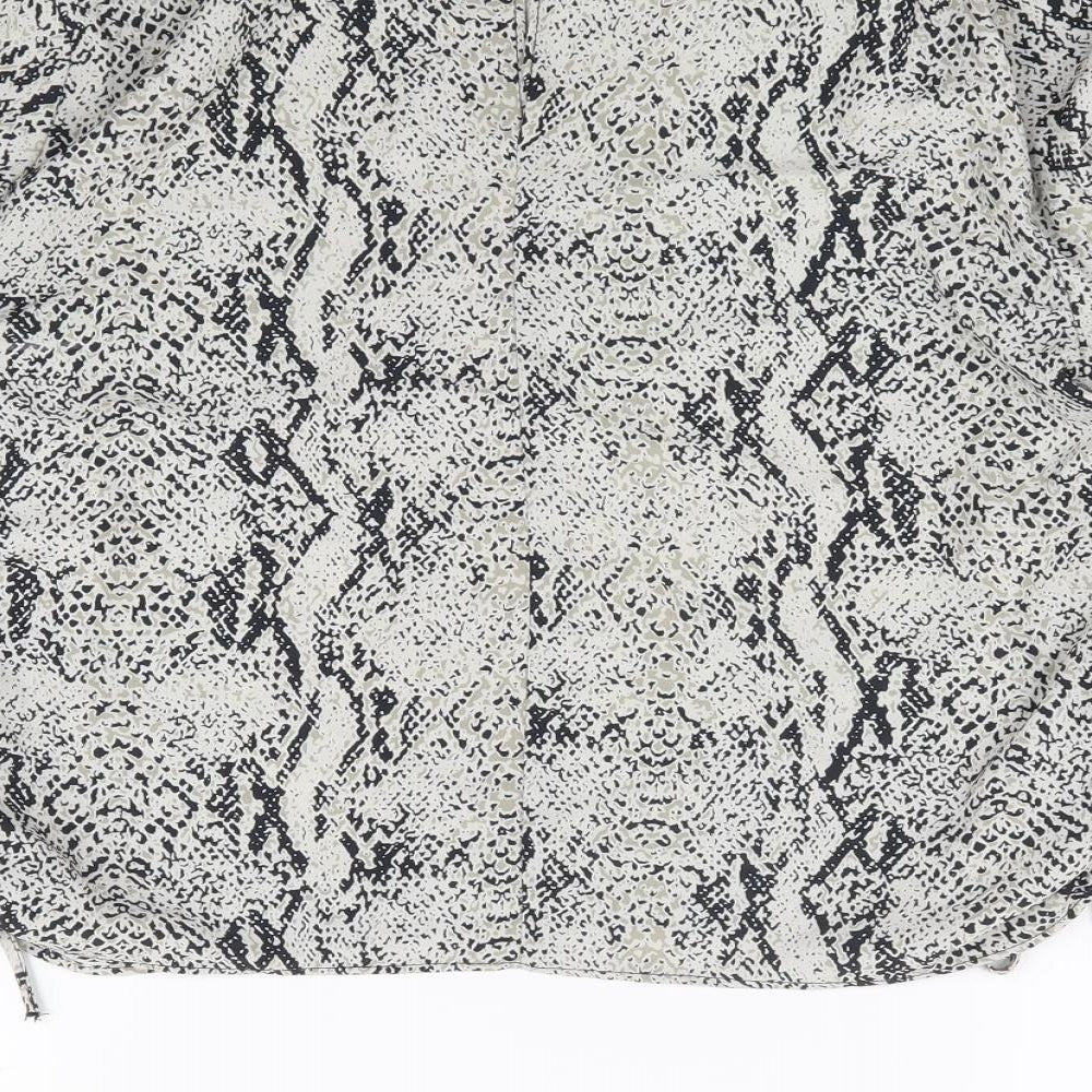 Primark Womens Grey Animal Print Polyester Basic Blouse Size 10 Round Neck - Side Tie Snake Skin Print