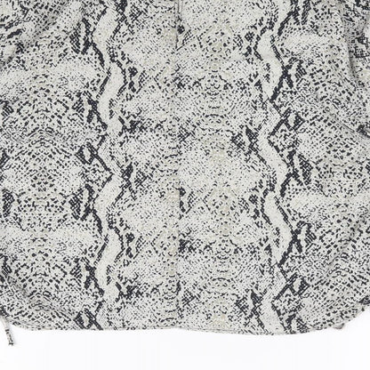 Primark Womens Grey Animal Print Polyester Basic Blouse Size 10 Round Neck - Side Tie Snake Skin Print
