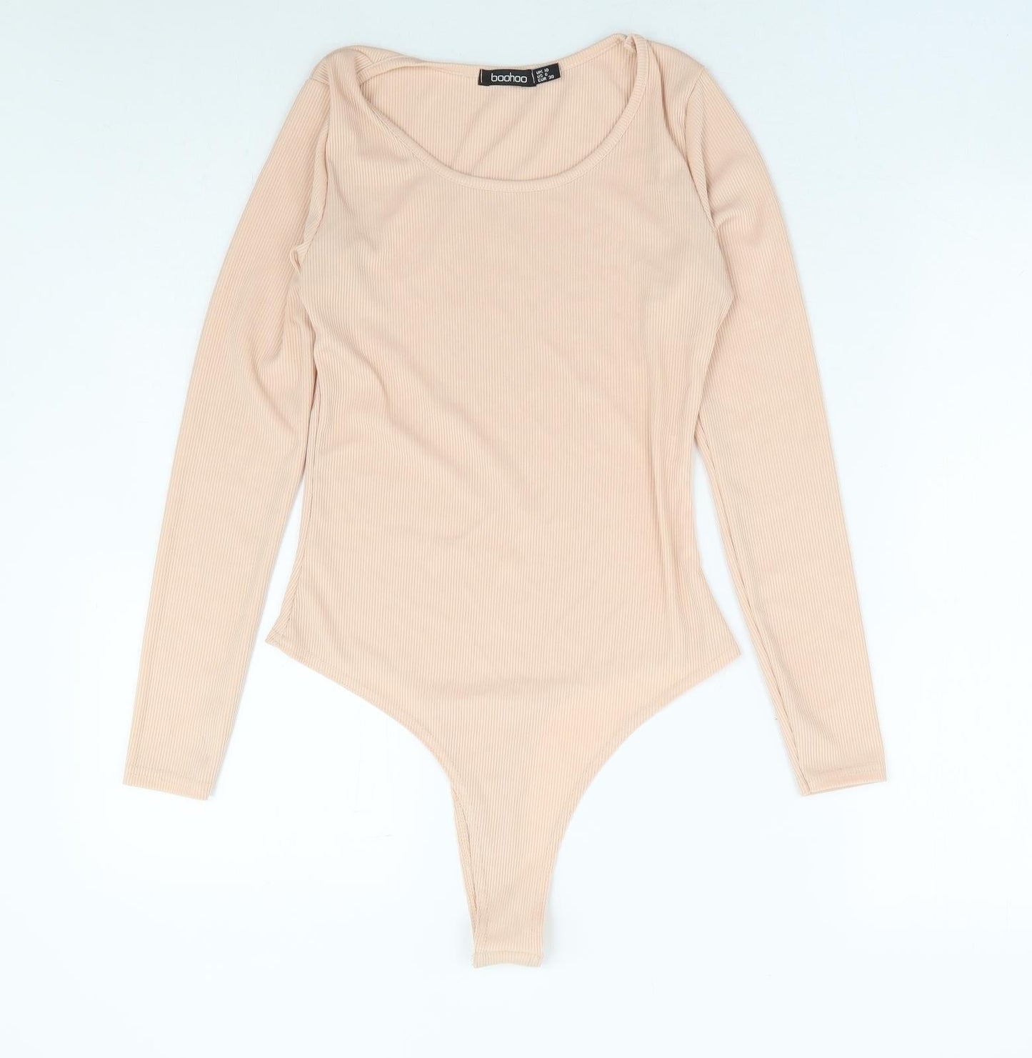 Boohoo Womens Pink Polyester Bodysuit One-Piece Size 10 Snap - Ribbed