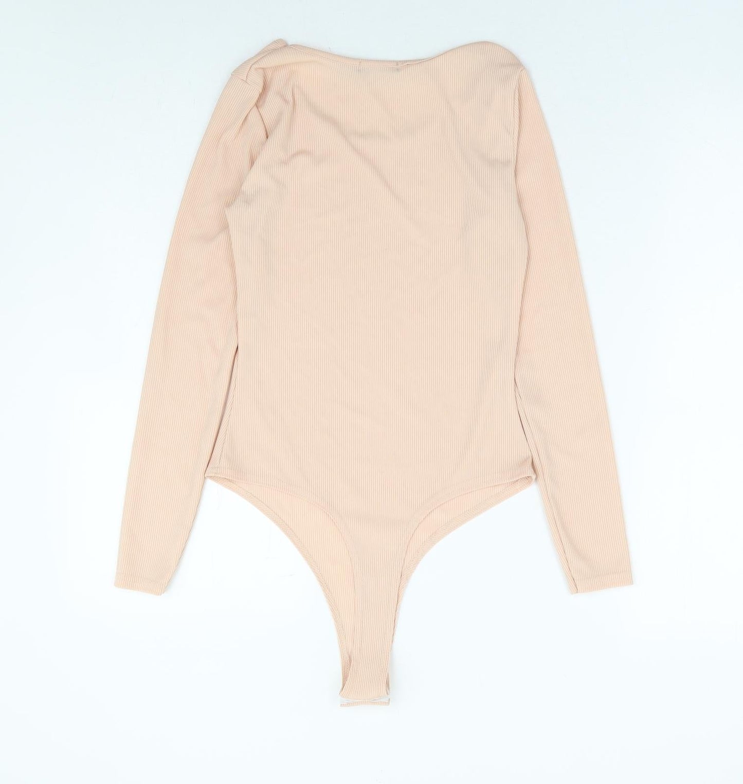 Boohoo Womens Pink Polyester Bodysuit One-Piece Size 10 Snap - Ribbed