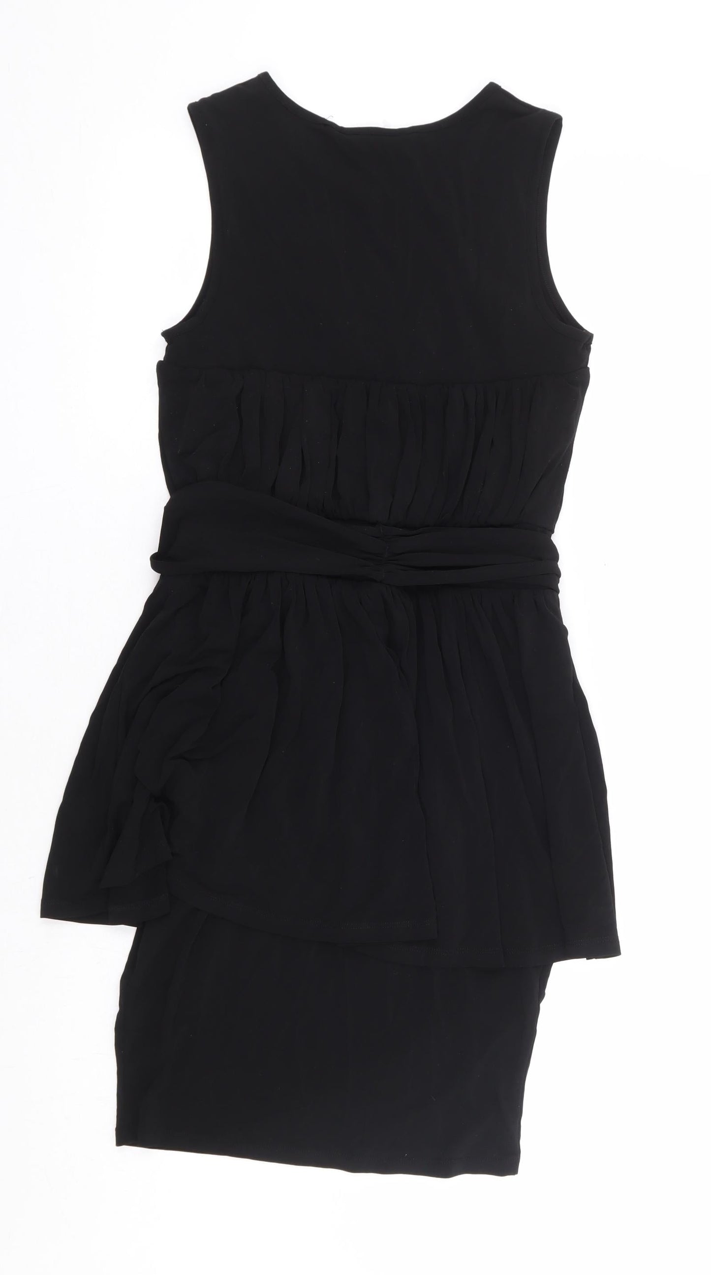 French Connection Womens Black Viscose Pencil Dress Size 6 Round Neck Pullover