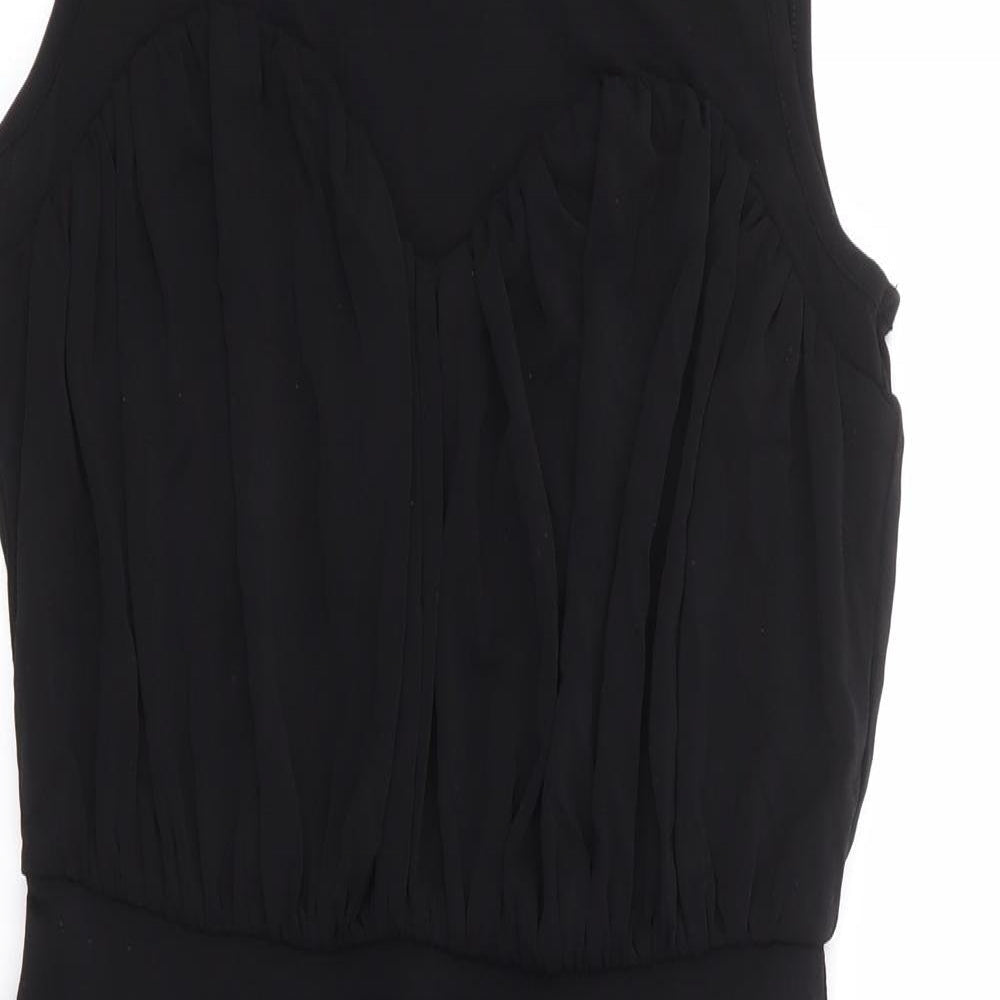 French Connection Womens Black Viscose Pencil Dress Size 6 Round Neck Pullover