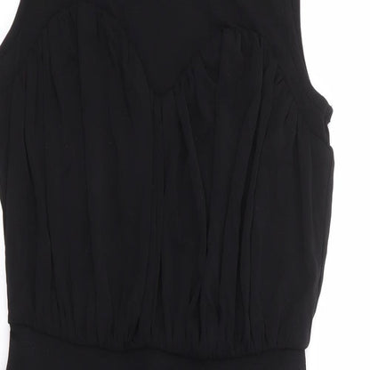 French Connection Womens Black Viscose Pencil Dress Size 6 Round Neck Pullover