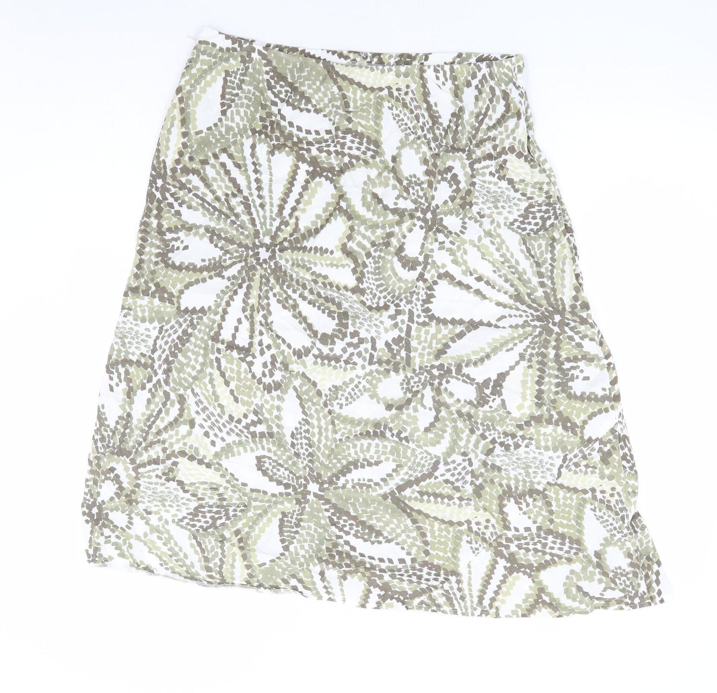 Prewron Womens Green Geometric Polyester A-Line Skirt Size 32 in