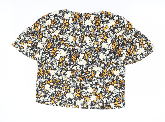 Great Plains Womens Multicoloured Floral Polyester Basic Blouse Size 14 Round Neck