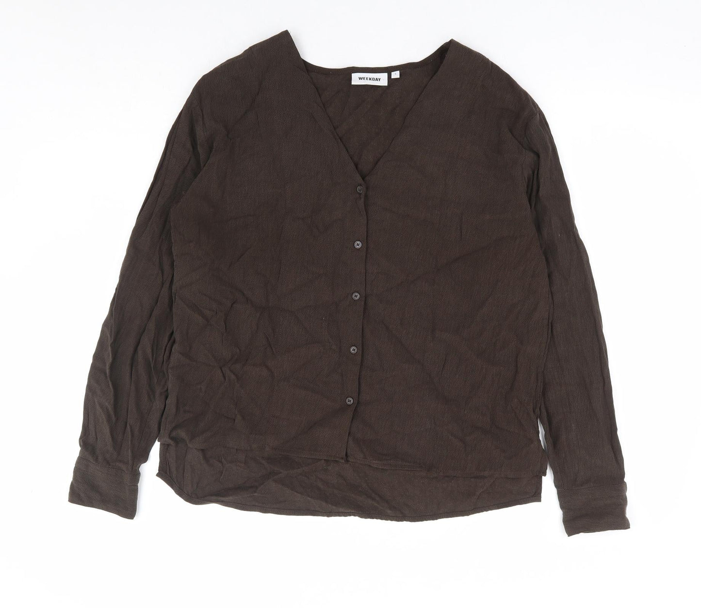 Womens UK Size S Weekday Brown Basic Button-Up