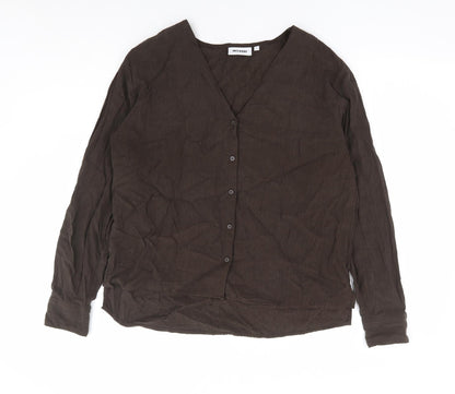 Womens UK Size S Weekday Brown Basic Button-Up