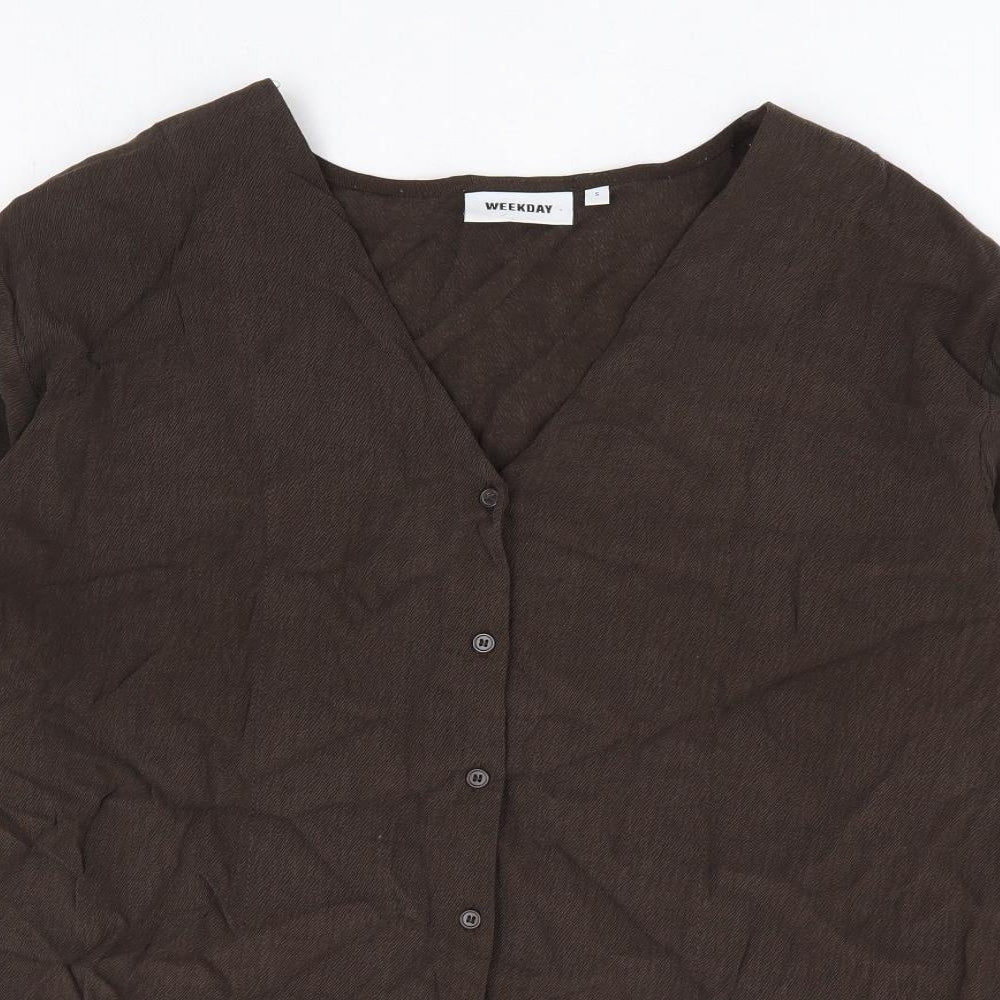 Womens UK Size S Weekday Brown Basic Button-Up