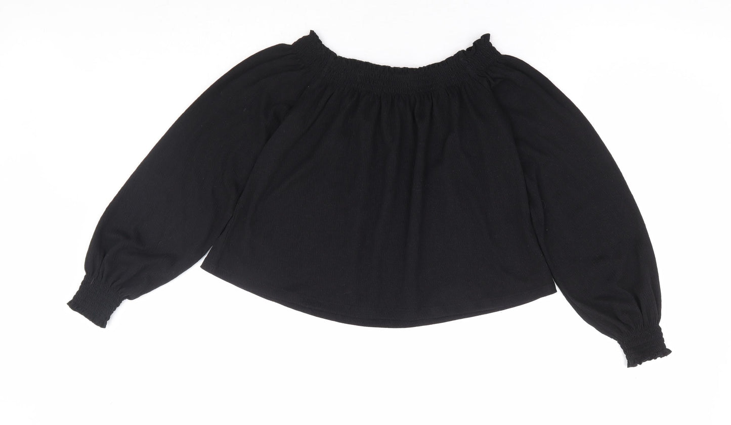 Womens UK Size XS H&M Black Cropped Blouse