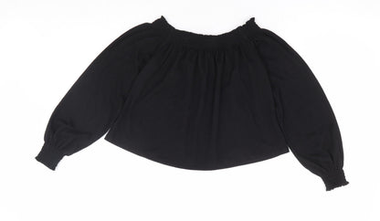 Womens UK Size XS H&M Black Cropped Blouse