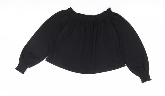 Womens UK Size XS H&M Black Cropped Blouse