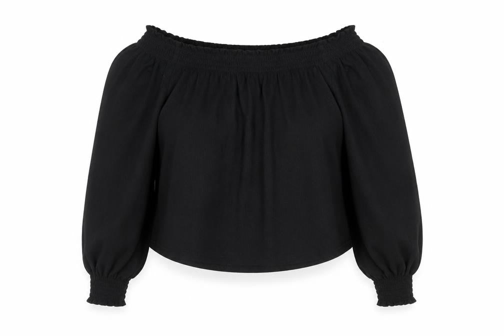 Womens UK Size XS H&M Black Cropped Blouse