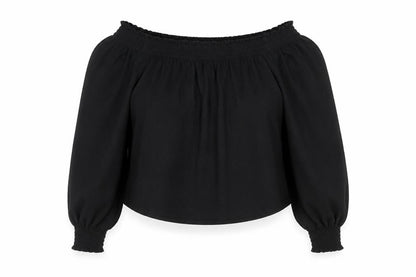 Womens UK Size XS H&M Black Cropped Blouse