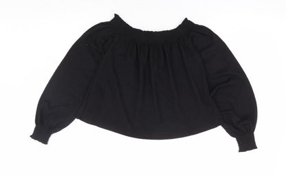 Womens UK Size XS H&M Black Cropped Blouse