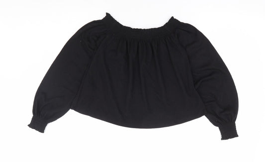Womens UK Size XS H&M Black Cropped Blouse