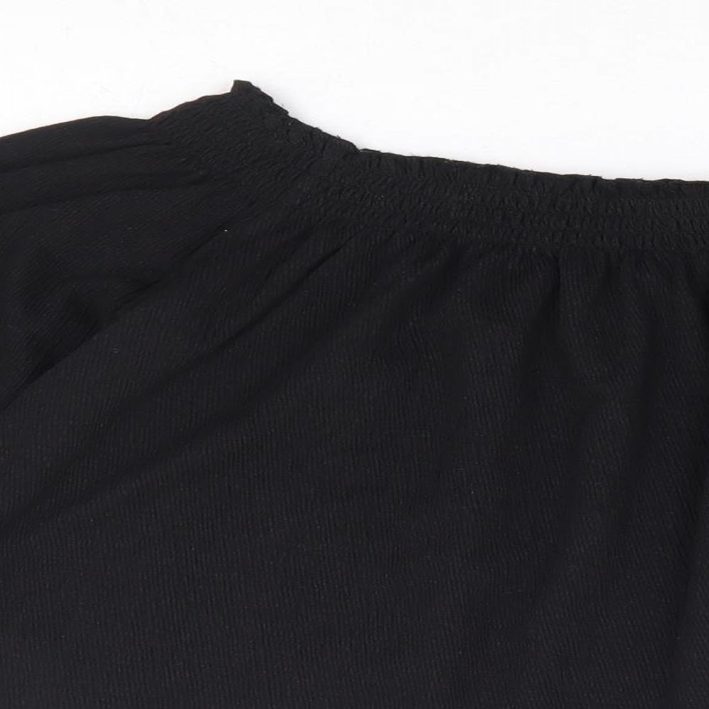 Womens UK Size XS H&M Black Cropped Blouse
