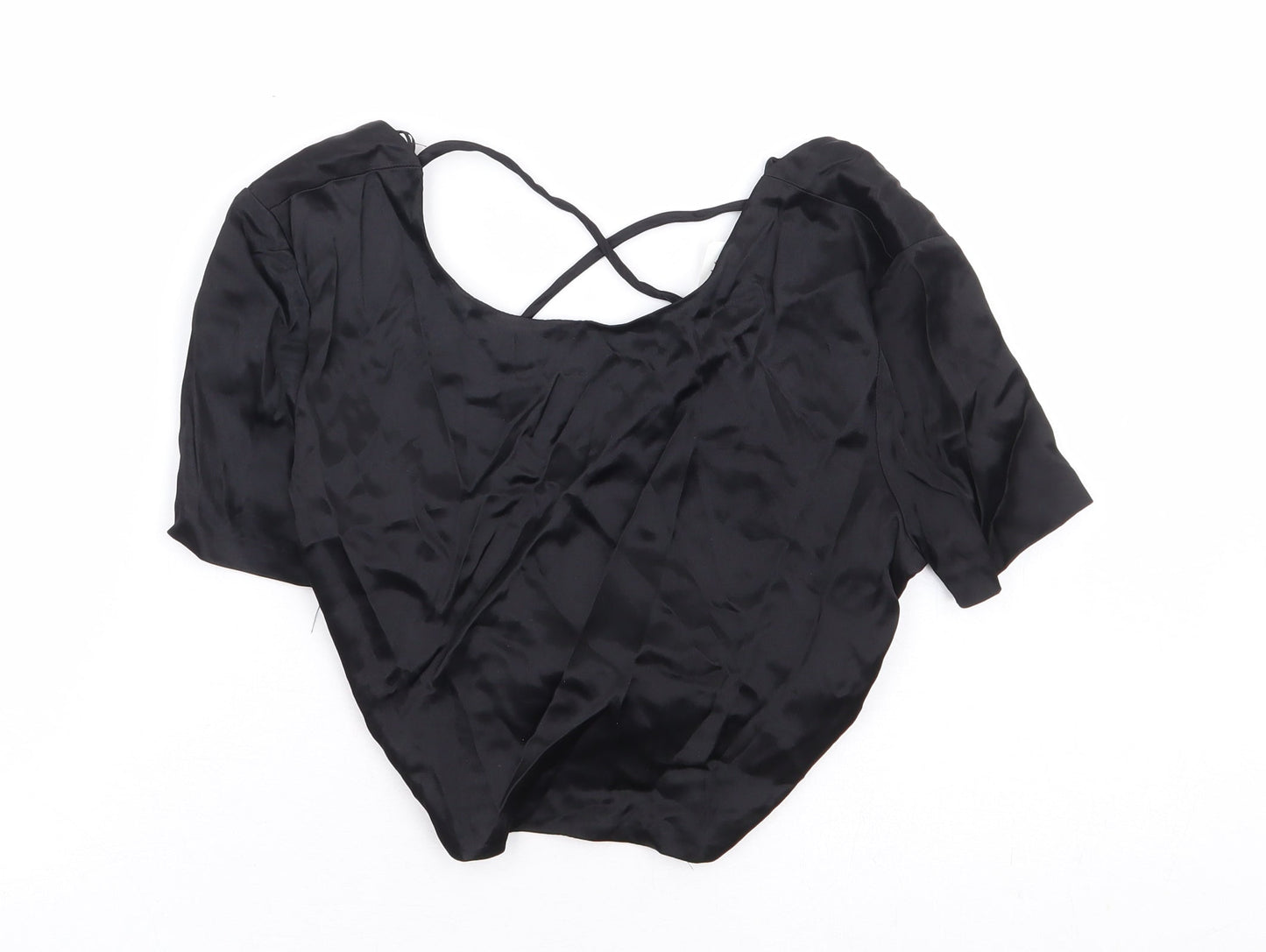 Womens UK Size M Zara Black Cropped T-Shirt
