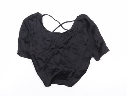 Womens UK Size M Zara Black Cropped T-Shirt