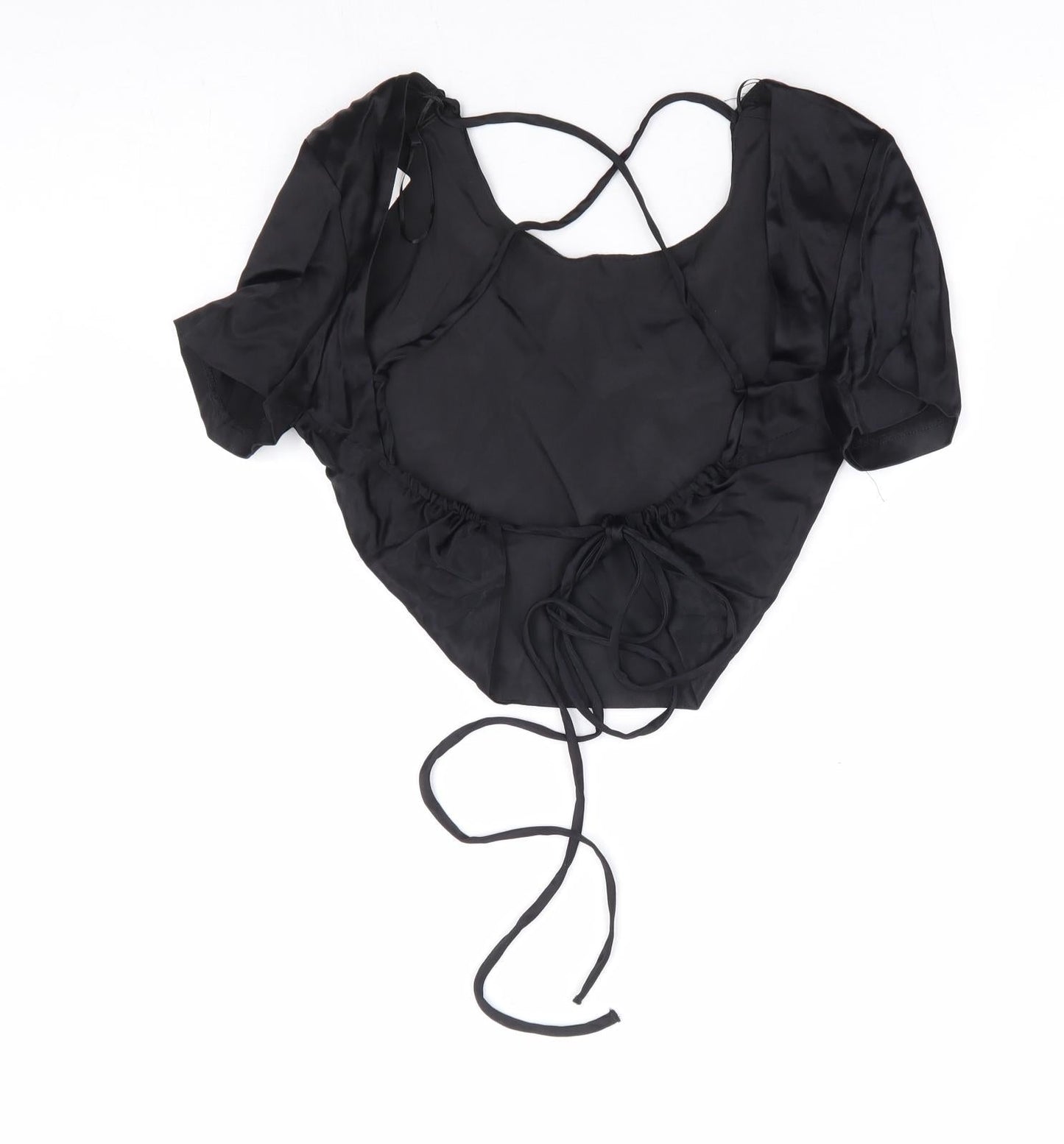 Womens UK Size M Zara Black Cropped T-Shirt