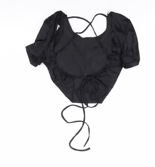 Womens UK Size M Zara Black Cropped T-Shirt