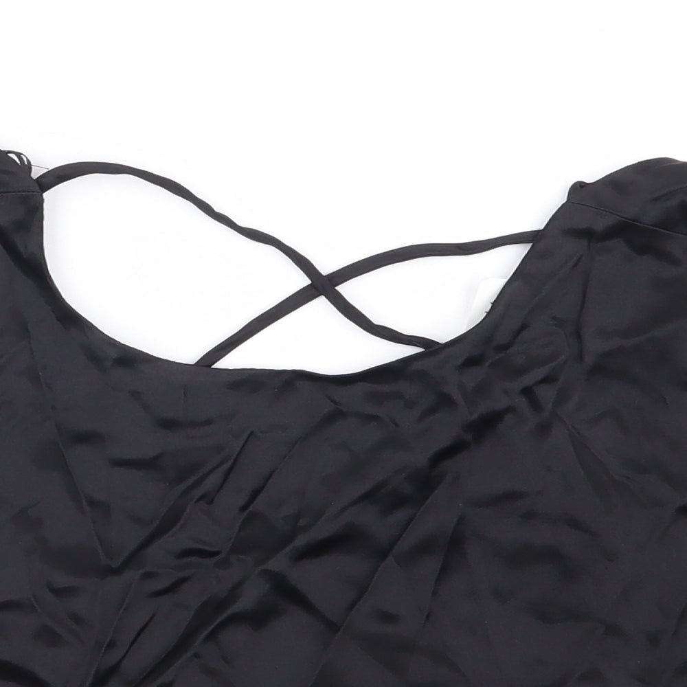 Womens UK Size M Zara Black Cropped T-Shirt