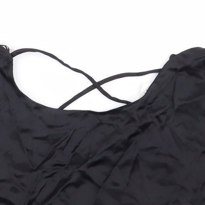 Womens UK Size M Zara Black Cropped T-Shirt