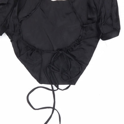 Womens UK Size M Zara Black Cropped T-Shirt