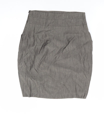 Zara Womens Brown Viscose Tulip Skirt Size M Zip
