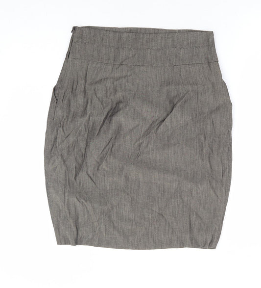 Zara Womens Brown Viscose Tulip Skirt Size M Zip
