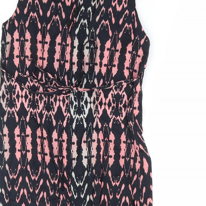 Dorothy Perkins Womens Black Geometric 100% Cotton Mini Size 14 Round Neck Zip