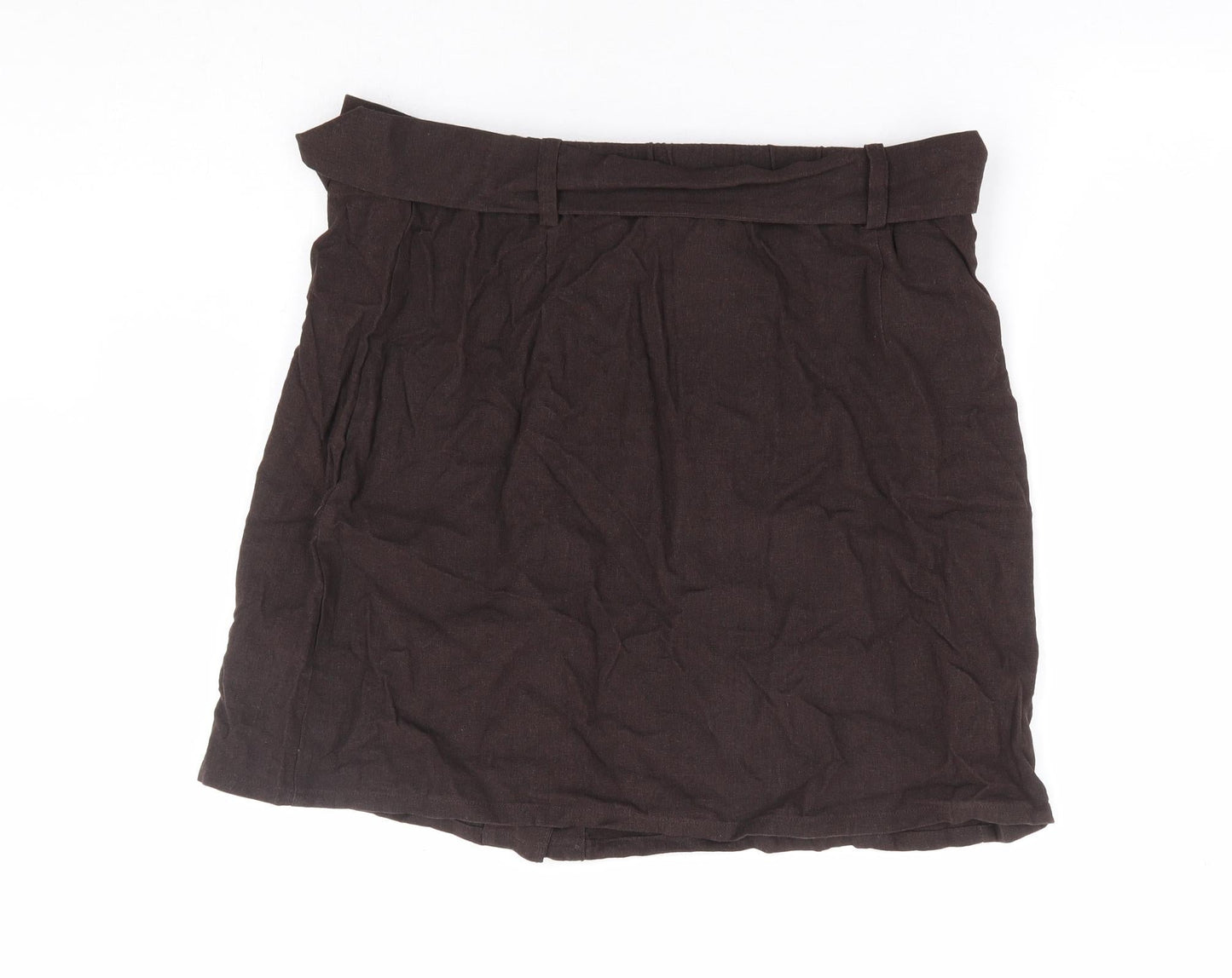Peacocks Womens Brown Viscose Mini Skirt Size 12 Button