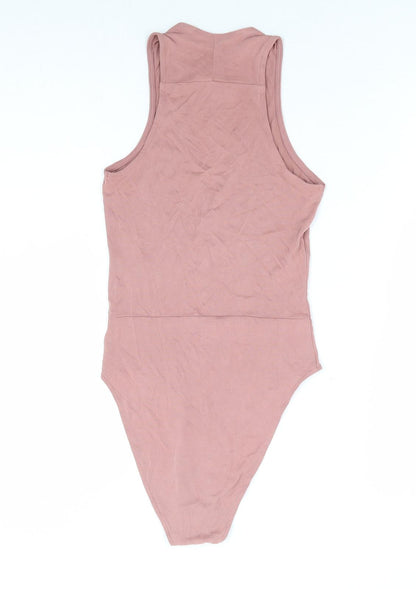 Divided by H&M Womens Pink Modal Bodysuit One-Piece Size XS Snap
