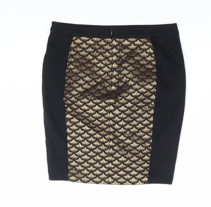 BiBA Womens Black Geometric Polyester Straight & Pencil Skirt Size 10 Zip