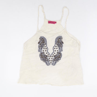 Boohoo Womens Ivory Viscose Camisole Tank Size 6 Round Neck - Racer Back