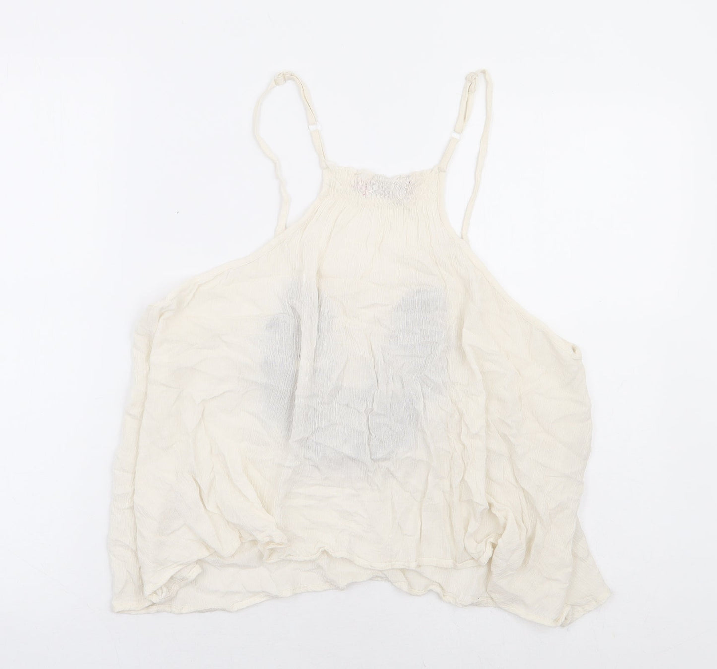 Boohoo Womens Ivory Viscose Camisole Tank Size 6 Round Neck - Racer Back