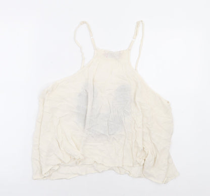 Boohoo Womens Ivory Viscose Camisole Tank Size 6 Round Neck - Racer Back