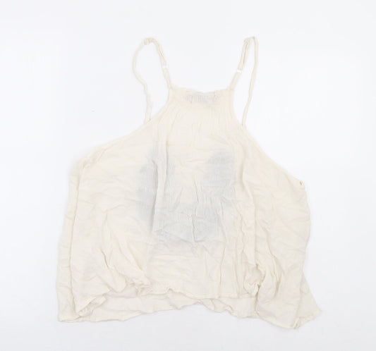 Boohoo Womens Ivory Viscose Camisole Tank Size 6 Round Neck - Racer Back